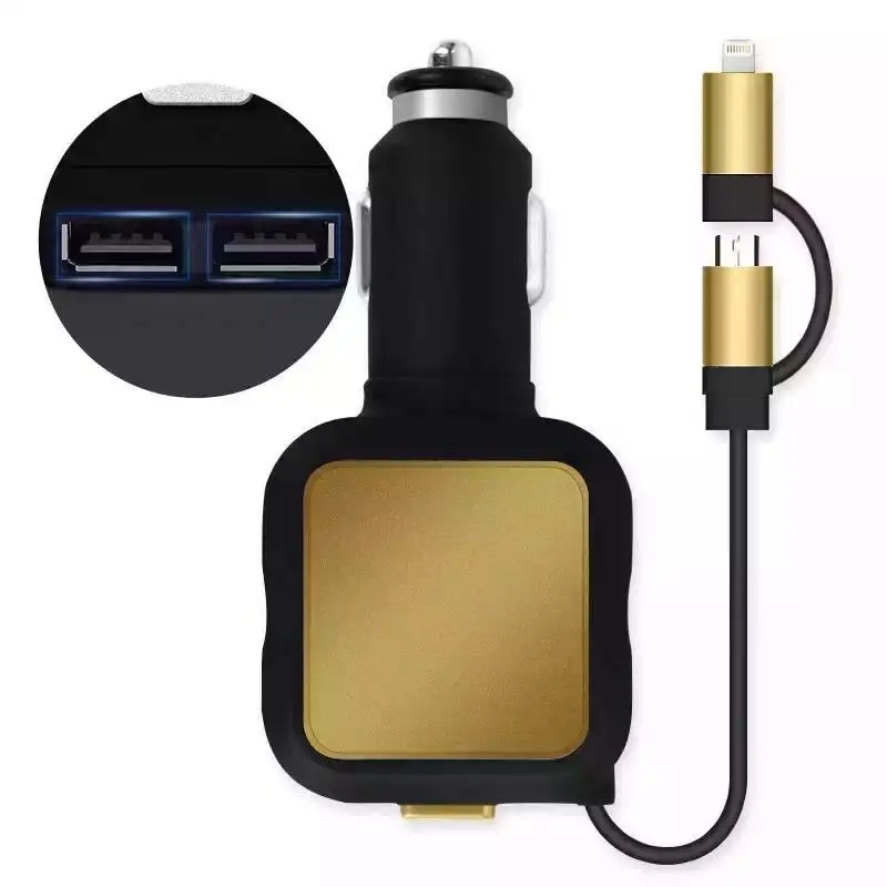 Dual USB Fast data with Charging cable 2 port USB Car charger Adapter 2