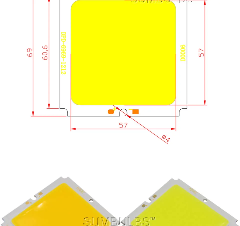 69x69MM 30W Square LED COB Light DC36-40V Super Bright Warm Pure White LED Chip Lighting Bulbs for Panel Flood Light (2)