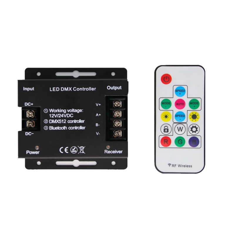 

DMX RGB LED Controller For LED Strip Bluetooth RGB IR Controller 4 Pin DC 5V 12V 24V Music LED Remote Dimmers DMX512 4 Channel