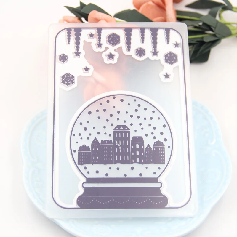 

KLJUYP Snow house Cutting Dies and Embossing Folder Set for DIY Scrapbooking Paper Craft/Card Making Decoration Supplies