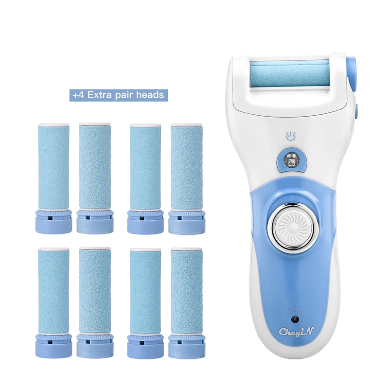 

Rechargeable Foot Care Tool Pedicure Callus remover foot Heel Exfoliator +8Pcs Rough Fine Coarse Replacement Roller Head Hard