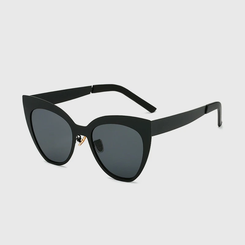 Королевские женские солнцезащитные очки кошачий глаз, фирменный дизайн, черная белая металлическая оправа, мужские градиентные очки UV400 ss691 - Цвет линз: C1-Black