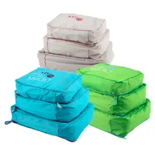 2017 Hot Sale Portable Mesh Pouch Zipper Suitcase Organizer Sets Travel Luggage Storage Bag Nylon Clothes Organizer Case 3PCS
