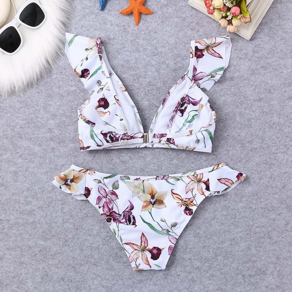 

Women's Swimming Suit Sexy Bikini Swimsuit Women Floral Print Bikini Set Swimming Two Piece Swimsuits Swimwear Beach Suit