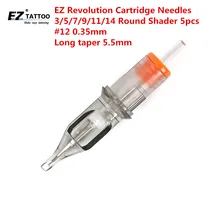EZ Revolution кассета с иголками для татуировок Round Shader#12 0,35 мм конус 5,5 мм для картриджа машины и Захваты 5 шт./лот