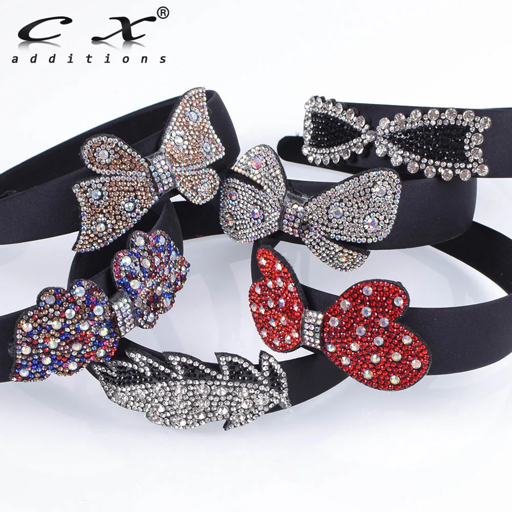 

Girls Color Rhinestone Large Hair Bows Leaves Ladies Hairband Black Crystal Headband Woman Headwrap Hair Accessories For Party