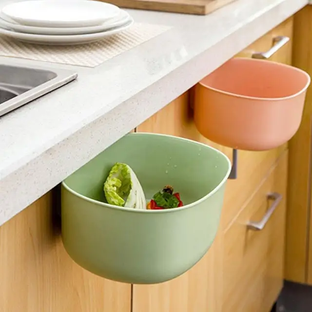 Best Offers 20# Mini Durable Kitchen Cabinet Hanging Design Garbage Waste Bin Can Trash Barrel Storage Container Kitchen Accessory