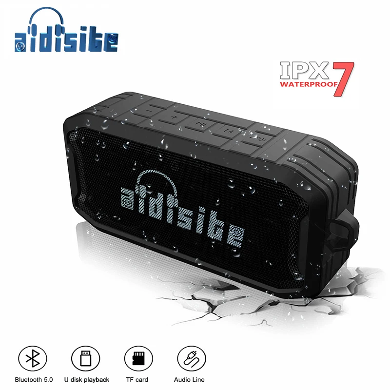 Aidisite портативный bluetooth-динамик IPX7 водонепроницаемый беспроводной наружный стереоколонка Bluetooth V5.0 громкий динамик