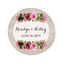 3,8 см потертые Винтажные розы деревенская свадьба, дерево Сделанные на заказ классические круглые наклейки