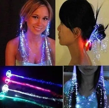 

1200pcs/lots LED Light Hair Flashing Hairpin tire color fiber Luminous braid Party Festival Bar Party Fun items free shipping