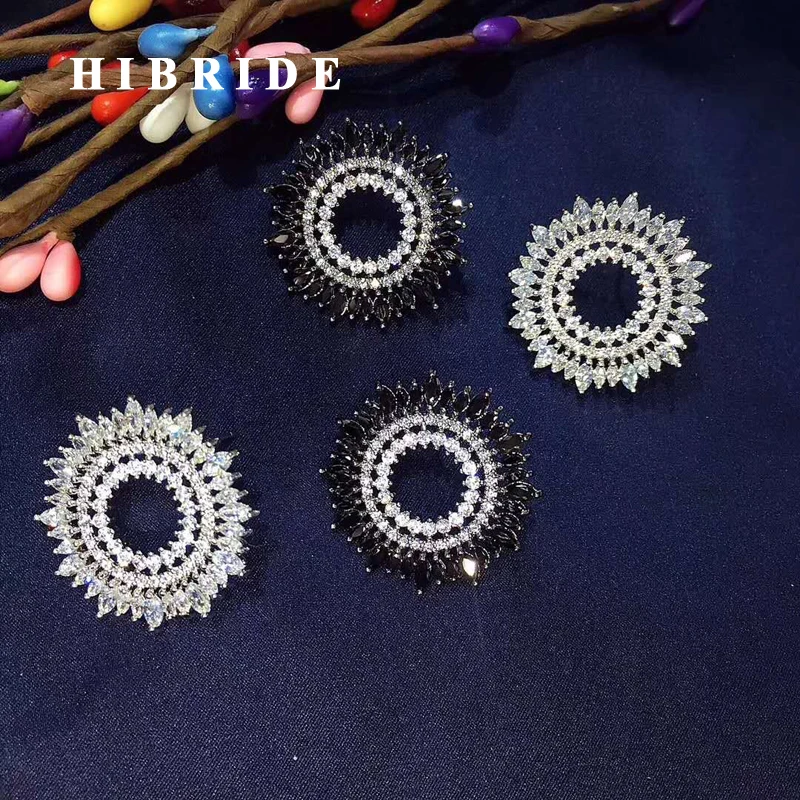 

HIBRIDE New Beauty Sun Flower Austrian Crystal Stud Earring For Women Luxury Jewelry White Gold Color Earring Brincos E-637