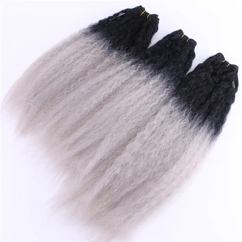 REYNA курчавые прямые волосы для наращивания 3 шт. один набор высокотемпературные синтетические пучки волос для женщин - Цвет: T1B-Dark Grey