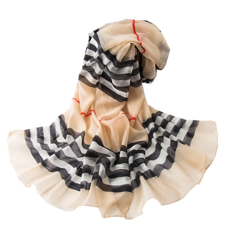 

Scarf Woman 2019 Spring And Autumn Winter Simulation Silk Fashion Simple Striped Sunscreen Print Scarf Female Plaid Gift Scarf