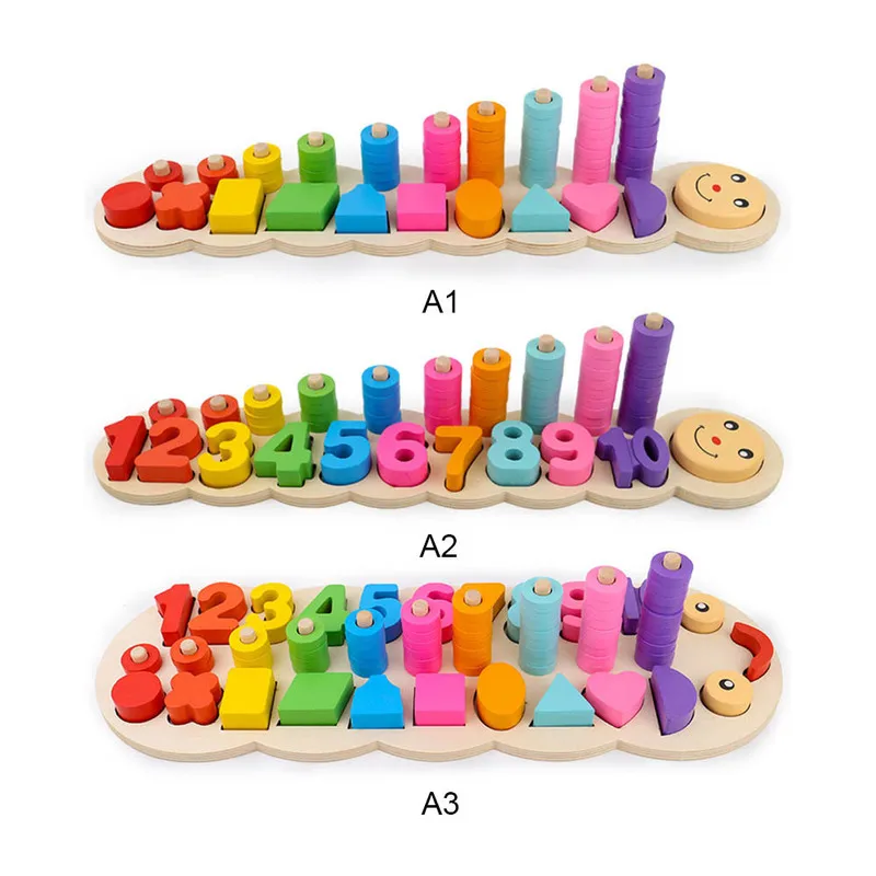 MrY гусеница деревянная Геометрическая сборка доска головоломки числовая форма подходящая обучающая игрушка для школьников дошкольного