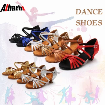 

Alharbi Latin Dance Shoes For Women Girl Tango Dance Mid Heel Soft Dancing Shoes Salsa Ballroom Dance Shoes