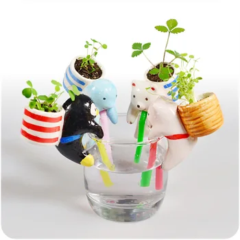 

Mini Ceramics Plants Flower Pots DIY Self-Watering FromAnimal Desktop Grass Potted Cute Pink Pig Dolphin Rabbit Bear Cat Pots C3