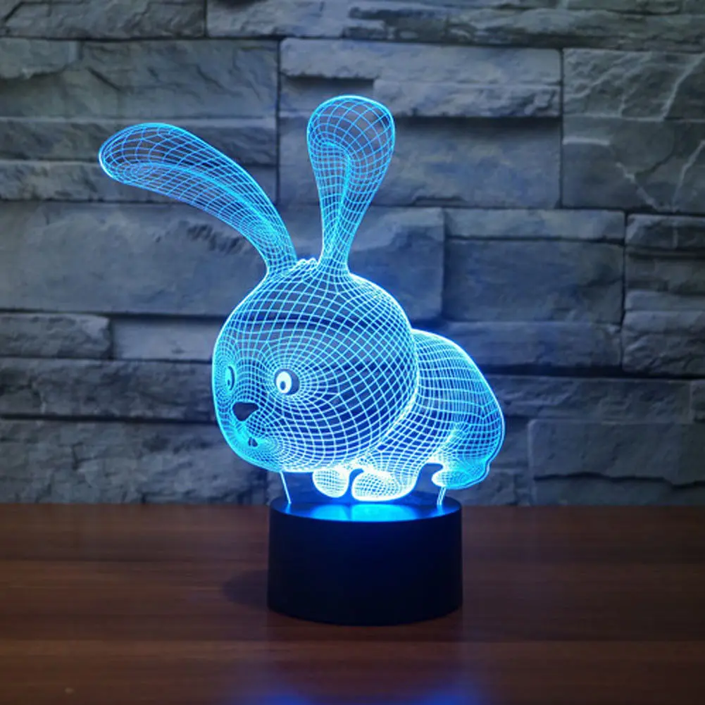 Сна 3D лампа Иллюзия Банни LED настольная Таблица ночь свет лампы 7 цветов touch