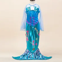 Новое платье для девочек «Русалочка»; маскарадный с жемчужинами, для детей на Хэллоуин косплей, Костюм Русалки для детей карнавальное платье