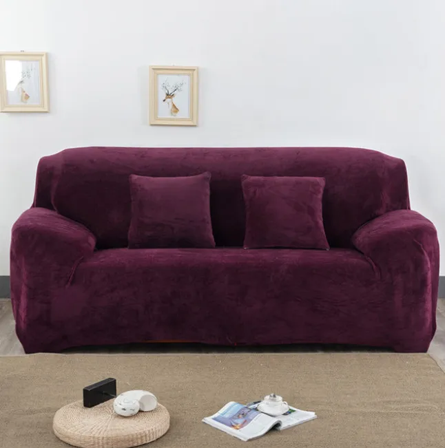 dark purple Бархатный Чехол для дивана, плюшевый чехол, плотный чехол, все включено, секционный эластичный, полный Чехол, растягивающийся диван, полотенце, l-образный диван, использование - Цвет: dark purple