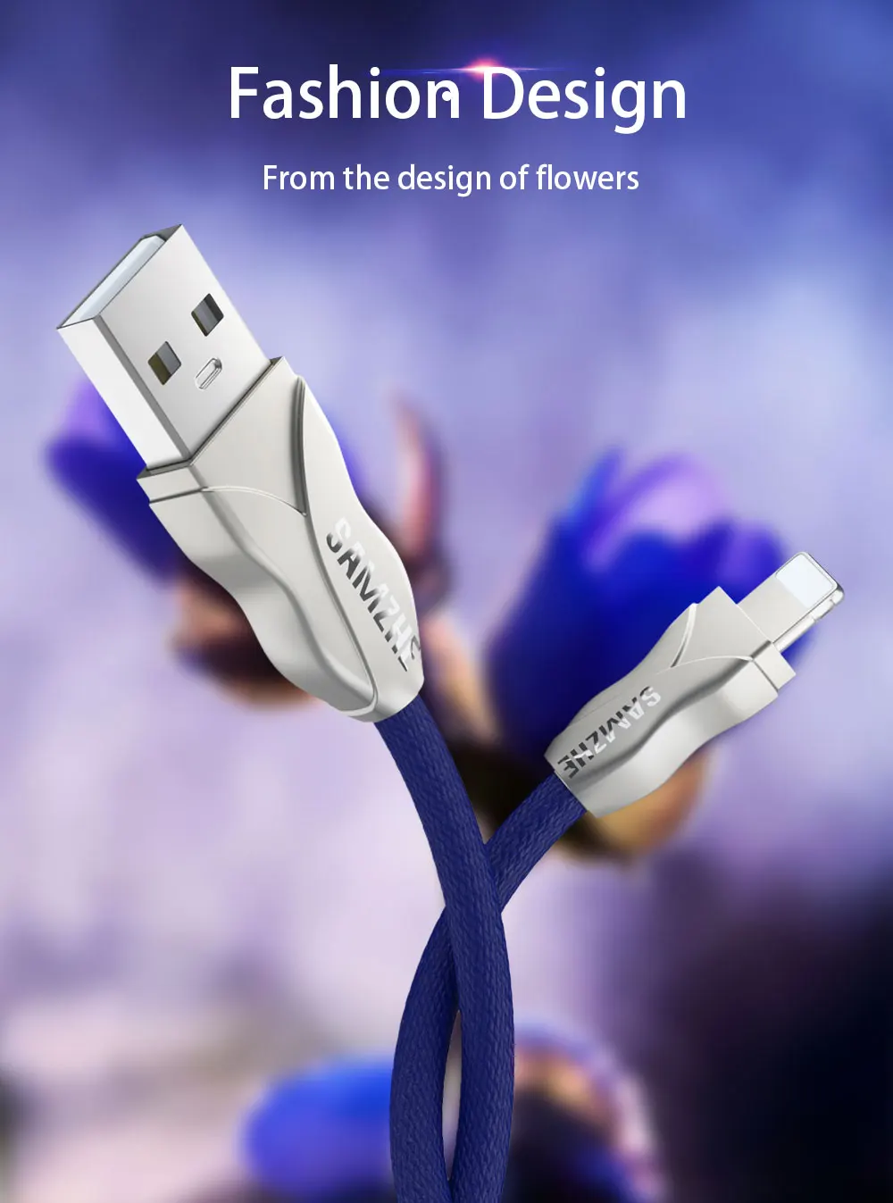 SAMZHE USB кабель для зарядного устройства для iPhone 8 7 6 цветочный кабель для iPhone X iPad 2A кабель для быстрой зарядки мобильного телефона