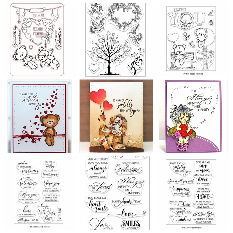 

5x6.5in Love Heart Bear Transparent Clear Silicone Stamp/Seals For DIY Scrapbooking/Valentine Decorative Card Making Clear Stamp