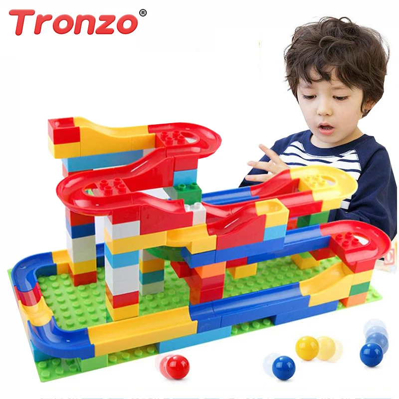 

Tronzo 72Pcs/Sets Building Blocks Race Run Track Slide DIY Design Building Block Kits Assemble Race Run Toys Gift For Boys