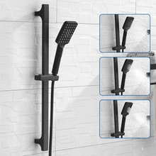 Sliding-Bar Shower-Bar Wall-Mounted Adjustable Black 3-Function Minimalist-Style High-Quality