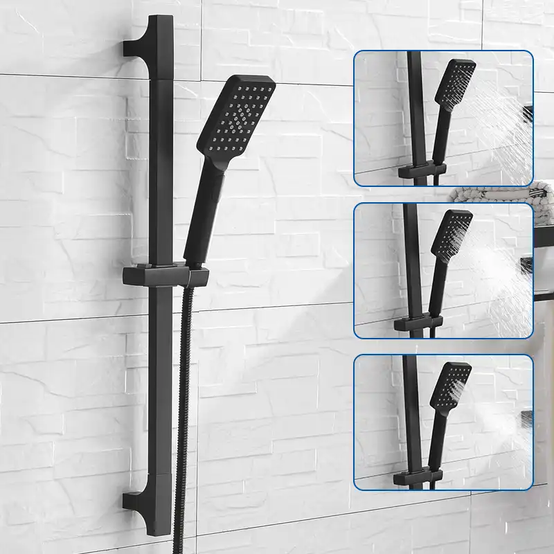 Kualitas Tinggi Hitam Shower Geser Bar Wall Mounted Shower Bar Dapat Disesuaikan Sliding Rail Set 3 Fungsi Shower Gaya Minimalis Mandi Slide Bar Aliexpress
