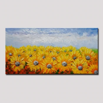 

Mintura Oil paintings on canvas handmade Acrylic Canvas Living Room A field of Sunflowers Canvas Paintings Wall Art No Framed