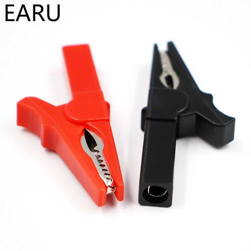 Test Probes 55MM Alligator Clip + BANANA PLUG 4mm Banana Plug Cable Clips Socket Battery Red Black