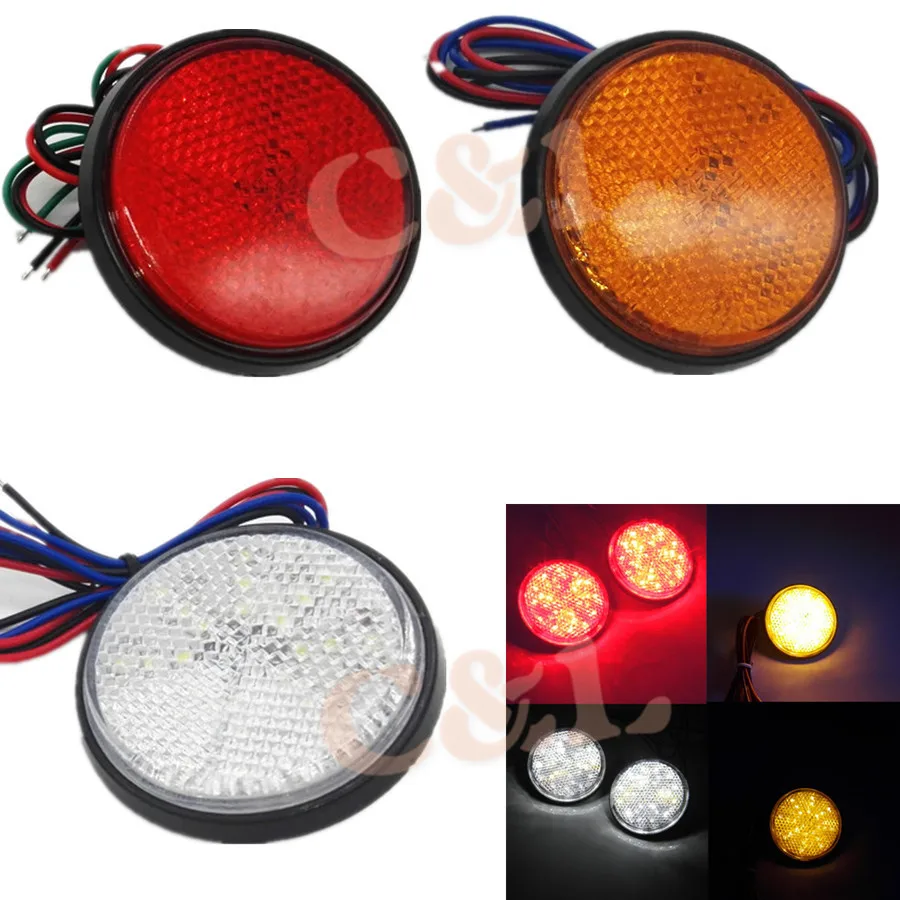 Universal 2 x 24 LED Motorcycle Round Reflector Tail Brake Turn Signal