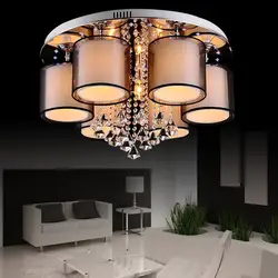 Роскошная Европейская крустальная Светодиодная лампа в стиле ретро потолочные лампы-светильники атмосферные круглые длинные черные