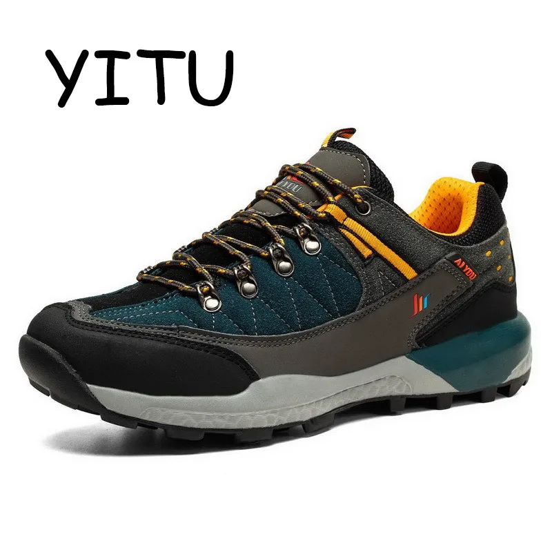 

YITU 2019 Men's Trekking Hiking Shoes Breathable Autumn Outdoor Shoes Non-Slip Sneakers Man Lace Up Climbing Sports Shoes Male