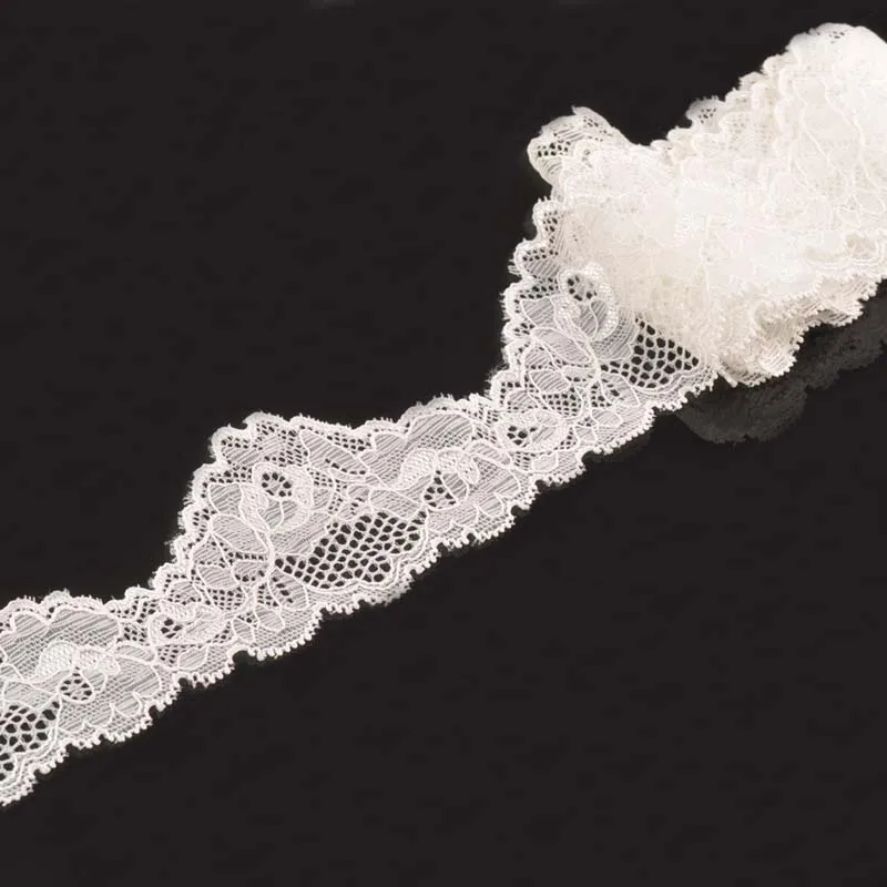 

Wedding Garment Decor Materials 5cm Width Wave Flower Pattern White Lace Fabric Trim Ribbon Springy Embroidered 5 Yard/lot C1991