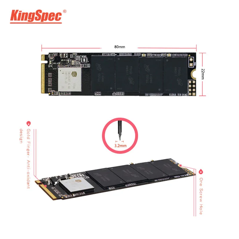 KingSpec SSD M2 M.2 PCIe 120 ГБ 128 256 512 Гб NVMe 2280 мм HDD для настольного ноутбука новый|Внутренние