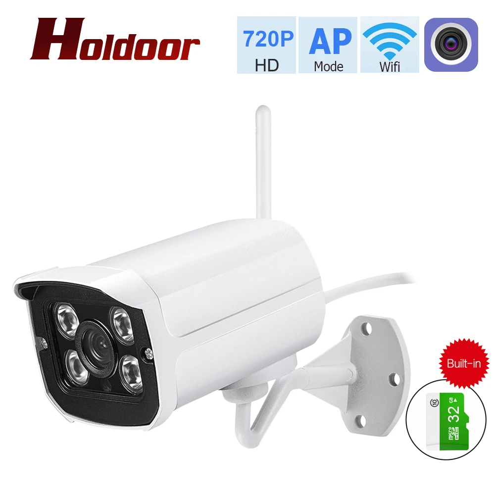 

Holdoor 720P WiFi IP Camera Built-in 32GB Wi-Fi AP Network Outdoor Wireless Email FTP SD Card P2P Night Vision Motion Detection