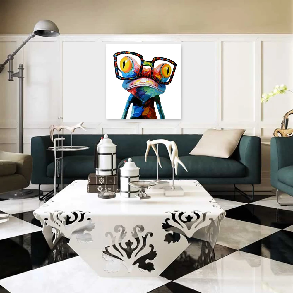 50*50 см HD стеклянная лягушка ручная роспись абстрактное животное настенная художественная картина для украшения дома картина маслом на холсте бескаркасная