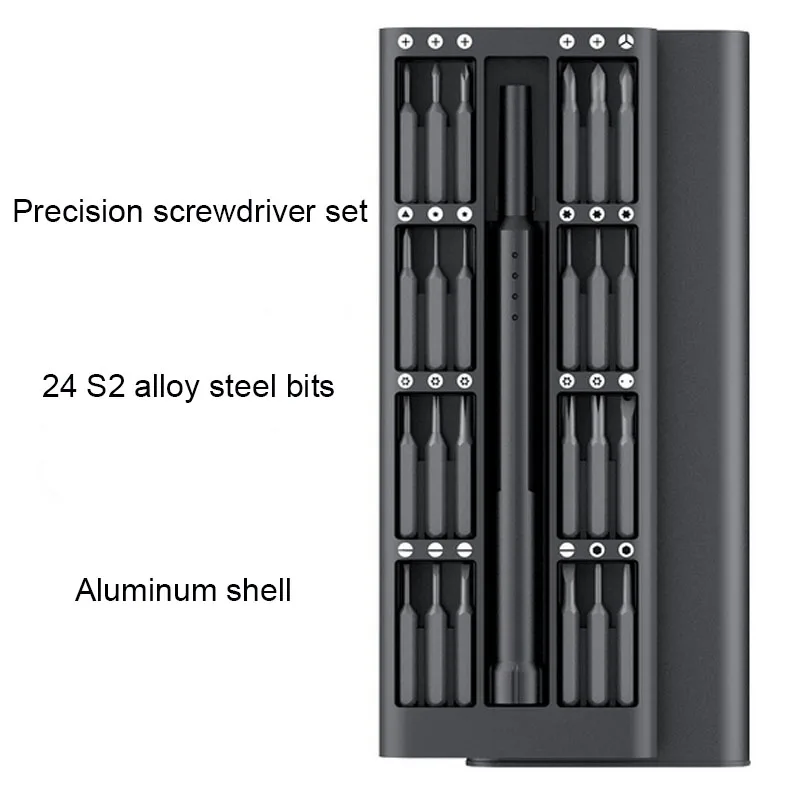 

Screwdriver set Hand tools Daily Use Screwdriver Kit 24 Precision Magnetic Bits Aluminum alloy Box Screw Driver smart home Set
