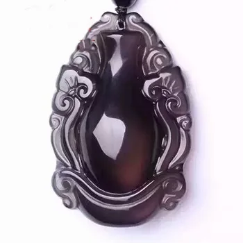 

Koraba Fine Jewelry Natural Rainbow Obsidian Obsidian Pendant Ruyi Vase Vase Peace Necklace Jewelry for Men and Women
