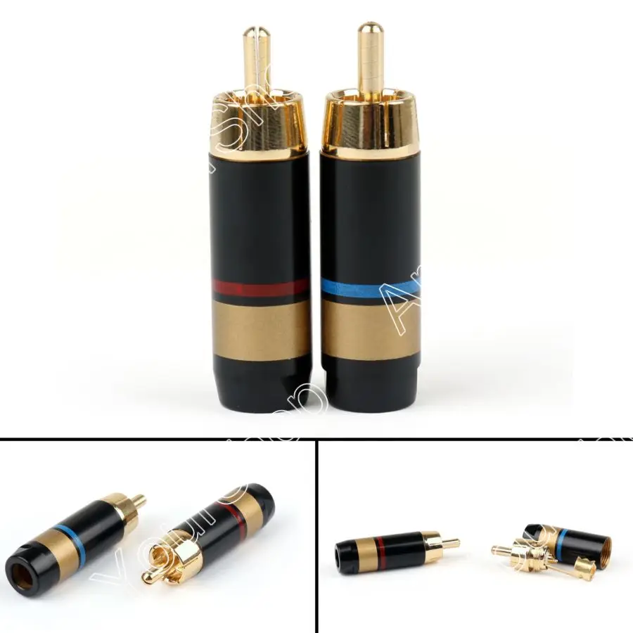 

Areyourshop Sale 20PCS Copper RCA Plug Audio Cable Male Connector Adapter Connector Soldering Phono Male for 6.6mm Cable
