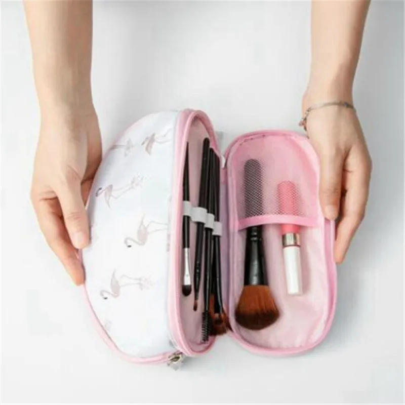 

Women Double Layer Flamingo Print Cosmetic Bag Make Up Bag Travel Large Capacity Makeup Bag Toiletry Bag pochette maquillage 25#