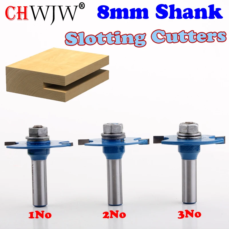 3pc 8mm Shank High Quality "T" Type Biscuit Joint Slot Cutter Jointing