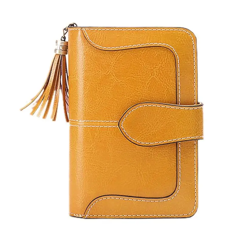 Yellow SENDEFN кошелек женский маленький кошелек PU короткий кошелек женский карман на молнии с кисточками два сложения мини кошелек - Цвет: Yellow