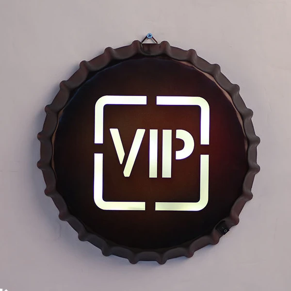Vintage LED \u2022 Neon Light Bottle Cap Advertising Sign \u2022 BAR Pub Restaurant Cafe \u2022 Wall Decoration 30CM