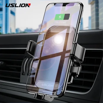 USLION Car Holder Qi Wireless Charger For iPhone 7 8 XS MAX XR 10W Fast Wireless Charging Car Phone Holder For Samsung Note 9 S9