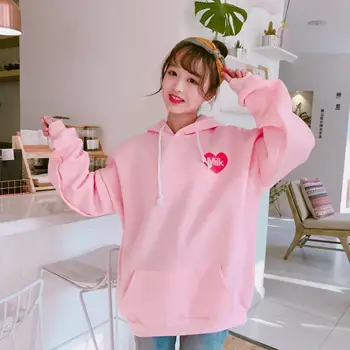 2017 New Fashion Cute Cartoon Printed Back Velvet Thick Hooded Long Sleeve Female Sweatshirts 3