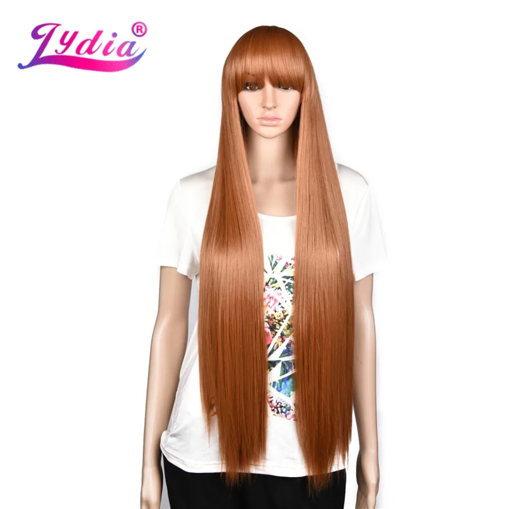 

Lydia Long Straight Hair 28" Natural Wig neat Bangs Cosplay Wig High Temperature Synthetic Futural Fiber Women Ladies Party Wigs