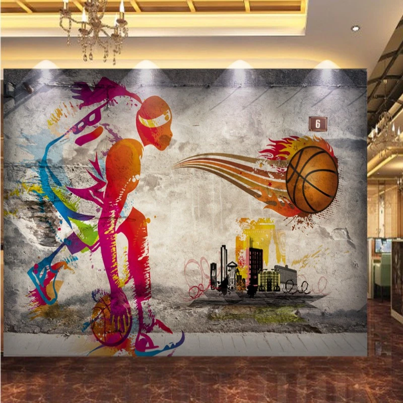 カスタム 3D 写真壁紙ノスタルジックなストリートグラフィティ壁画
