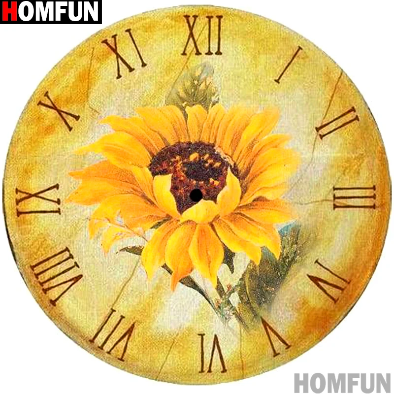 

HOMFUN Full Square/Round Drill 5D DIY Diamond Painting "Flower clock" 3D Embroidery Cross Stitch 5D Decor Gift A14373