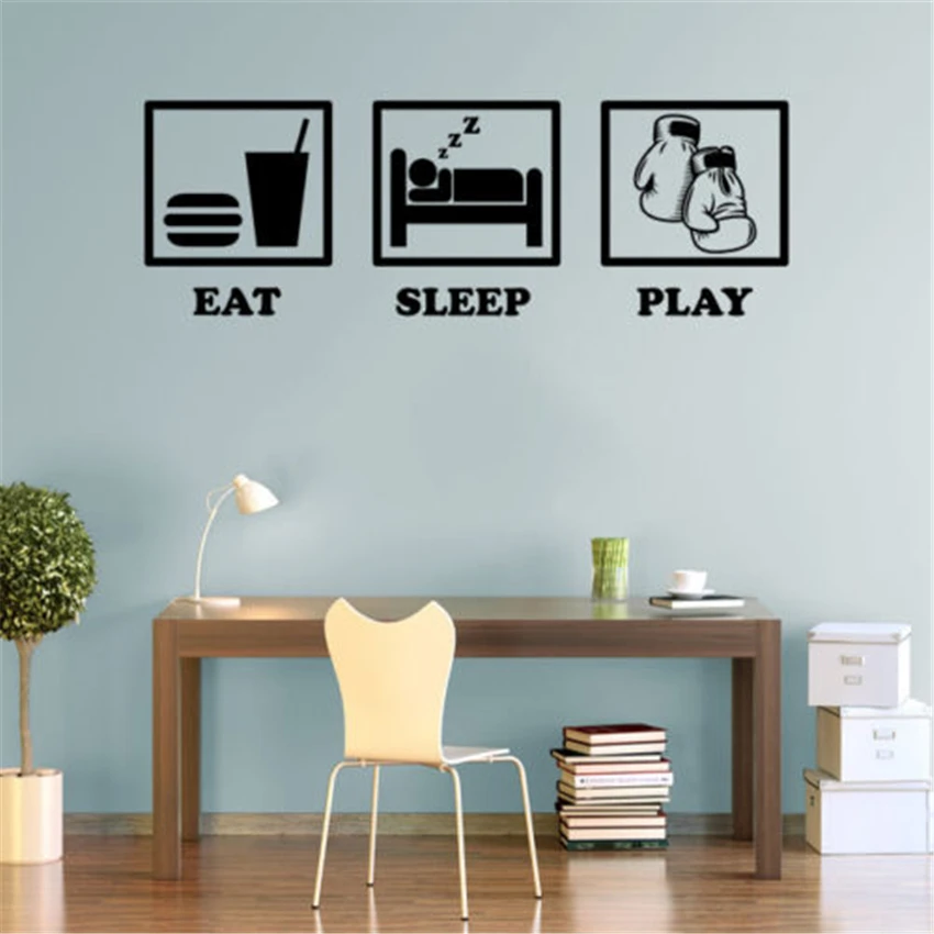 2018 Neymar Wall Sticker Eat Sleep Play Boxing Decals Wall Art Stickers For Kids Rooms Living Room Home Decoration Mural D837